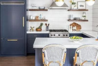 Elegant Navy Kitchen Cabinets For Decorating Your Kitchen 37