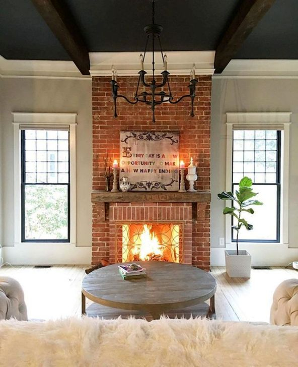 Rustic Farmhouse Fireplace Ideas For Your Living Room 15